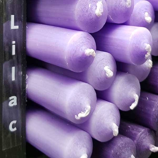 Lilac 8 inch Rustic Baton Dinner Candle