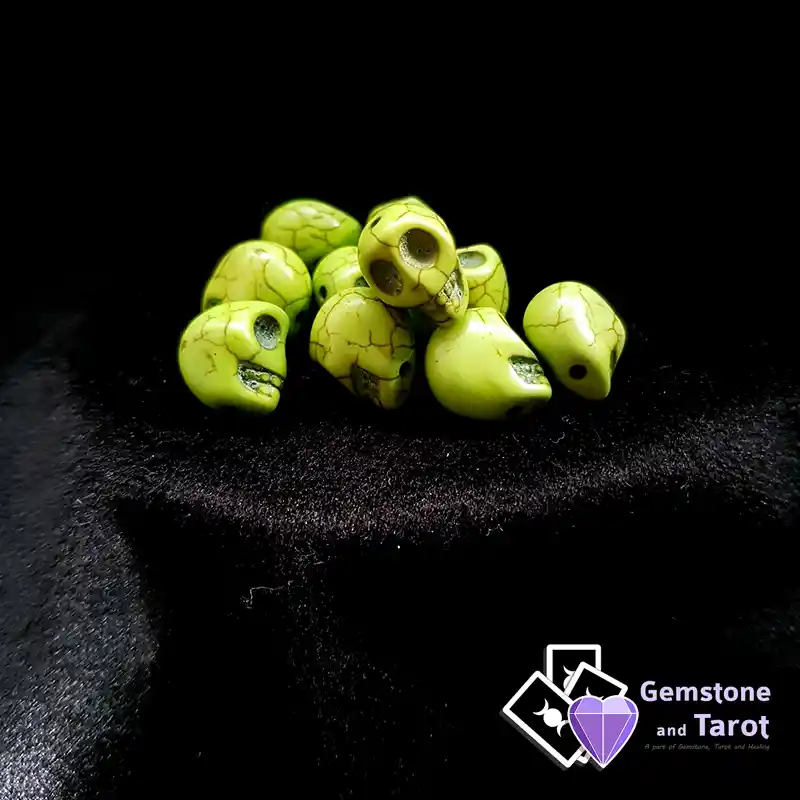 Green Howlite Skull Bead 13mm