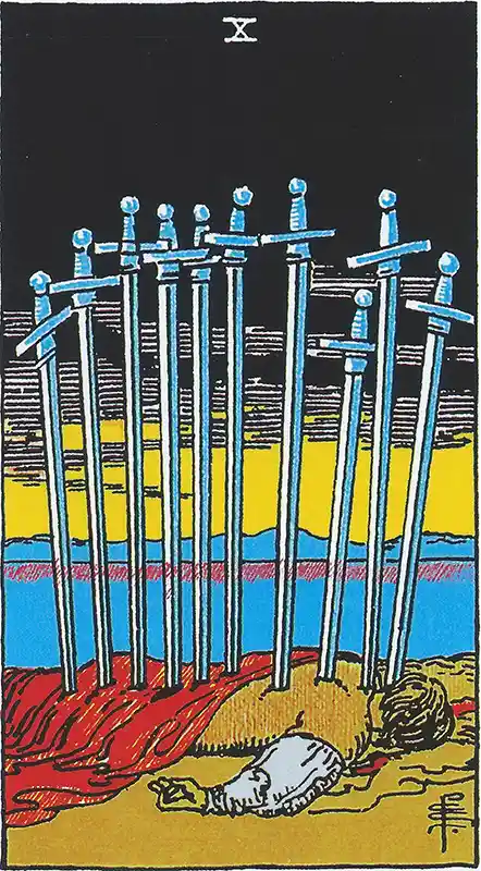 Ten of Swords of Tarot